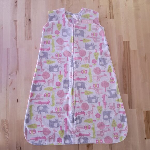 Halo Other - Halo SleepSack Wearable Blanket Medium Fleece 6-12 Months White w/ pink & green